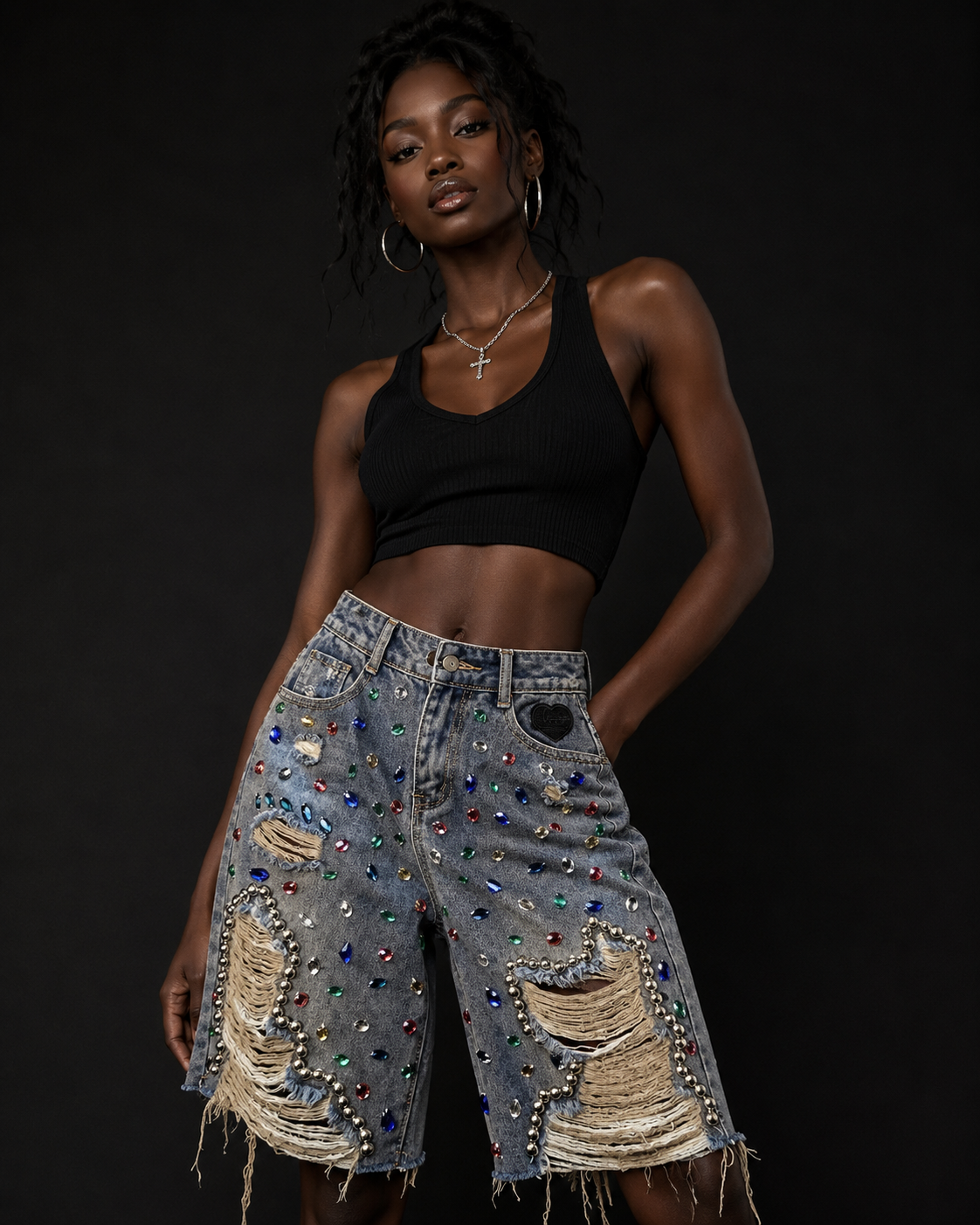 Bedazzled Denim Shorts