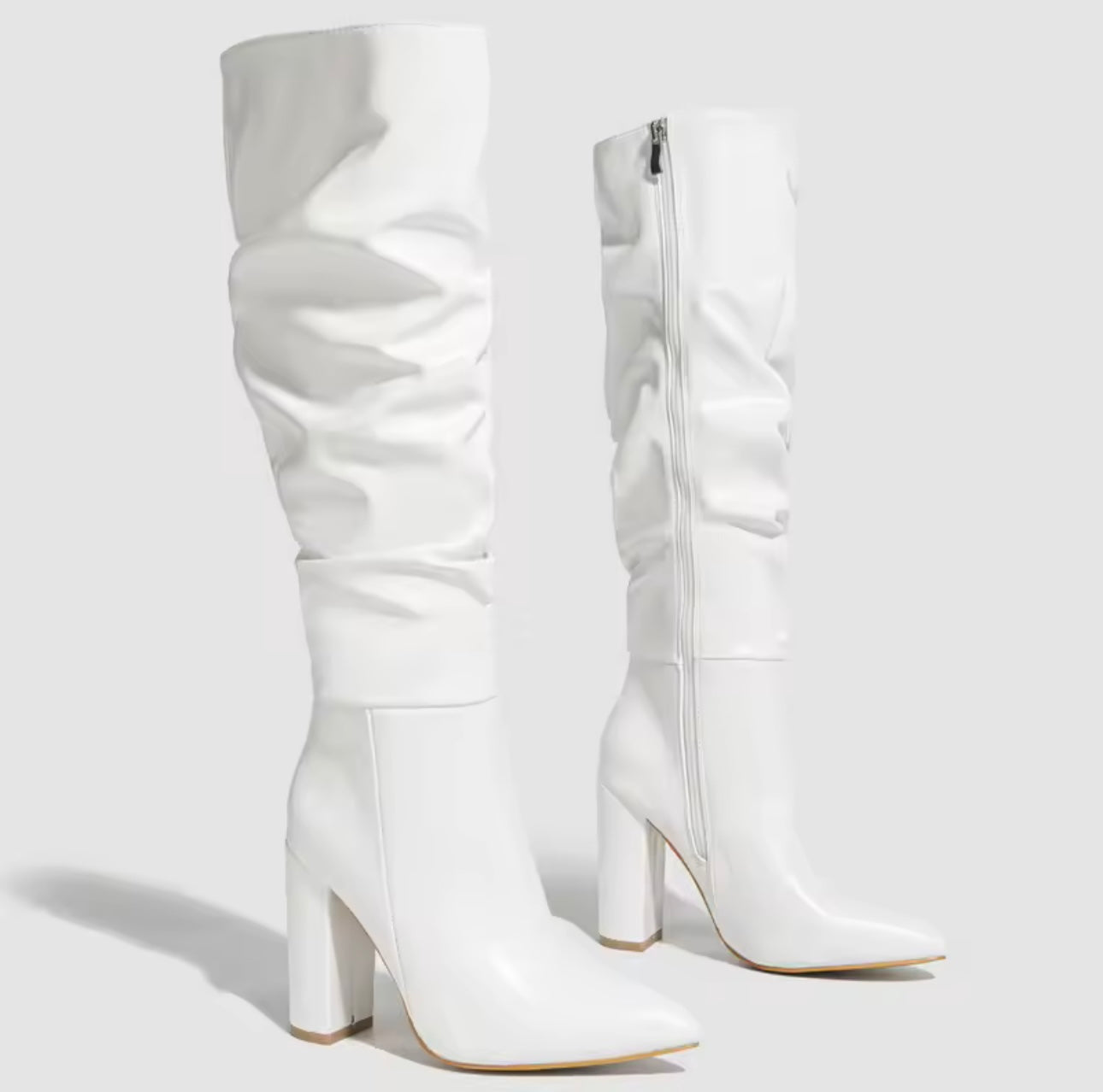 Pleated Side Knee High Boots (Comes In Two Colors)