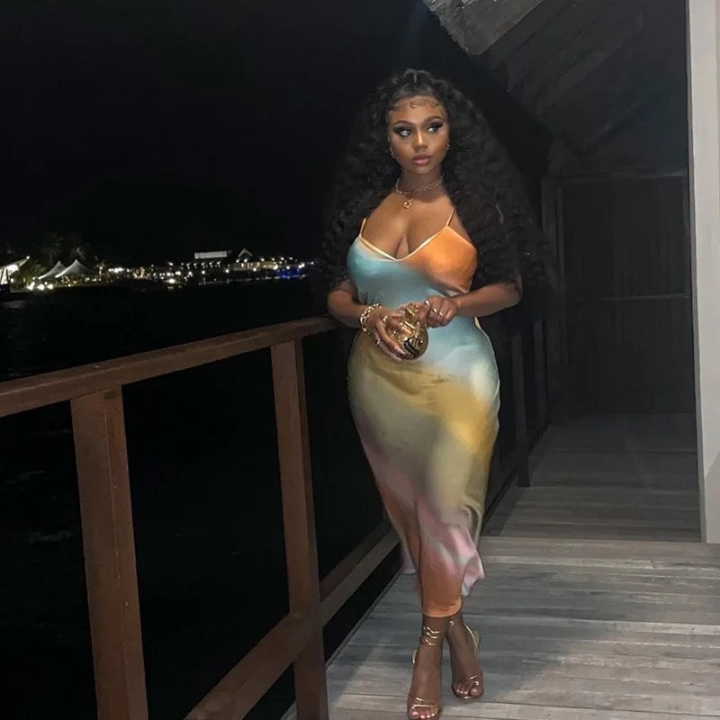 Glamorous | Multicolor Print Midi Dress (Ready To Ship) Ships Same Day