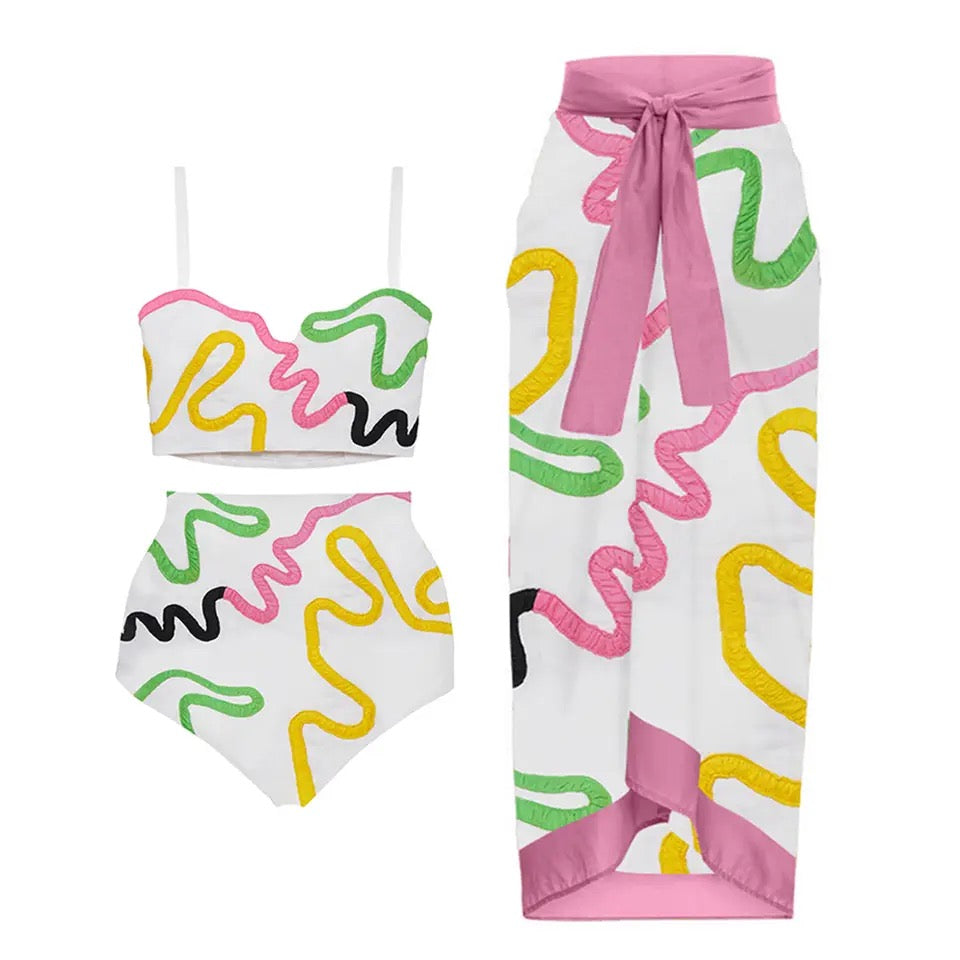 The All Eyes On Me Swimsuit Three Piece Set - Seasonal Secrets