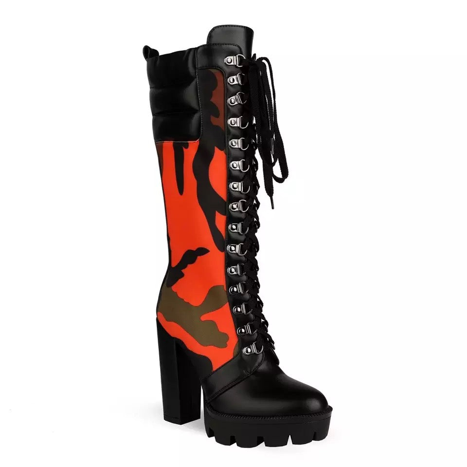 Simply Gorgeous Boots (Orange Black) - Seasonal Secrets