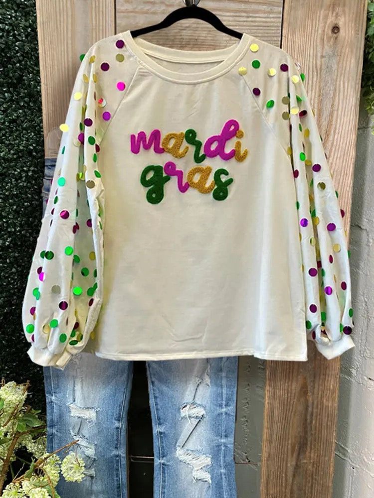Take Me To Mardi Gras | Sequin With Puff Sleeves