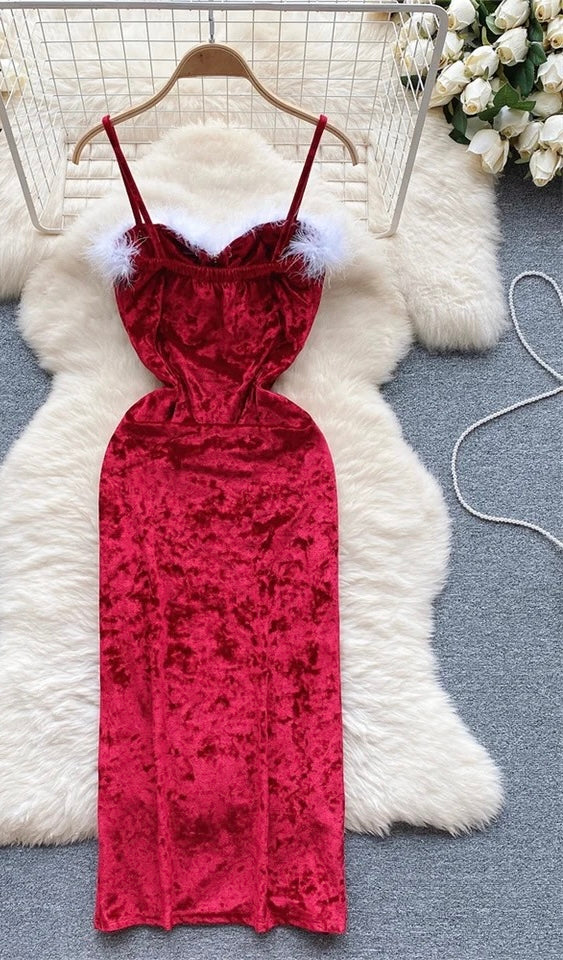 Velvet Plush Holiday Dresses (Comes In Different Colors)