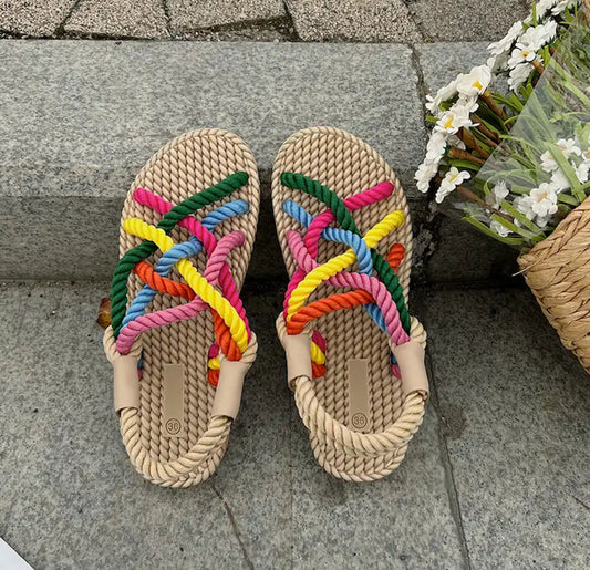 The Rainbow Color Rope Sandals (Comes In Other Gorgeous Colors)