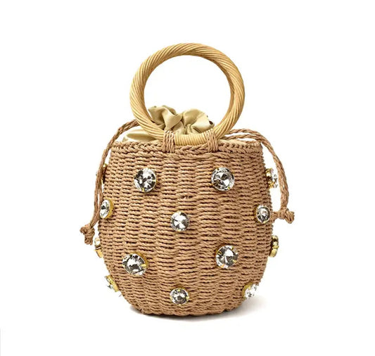 The Crystal Embellished Straw Bags (Comes In Other Colors)