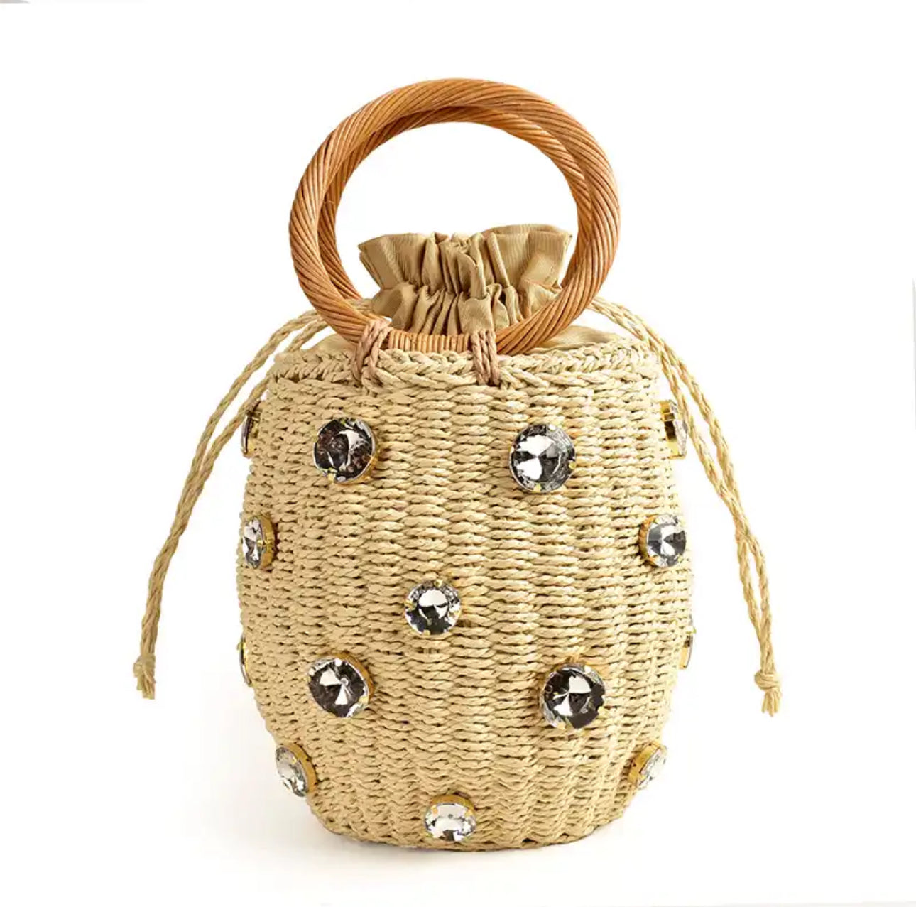 The Crystal Embellished Straw Bags (Comes In Other Colors)