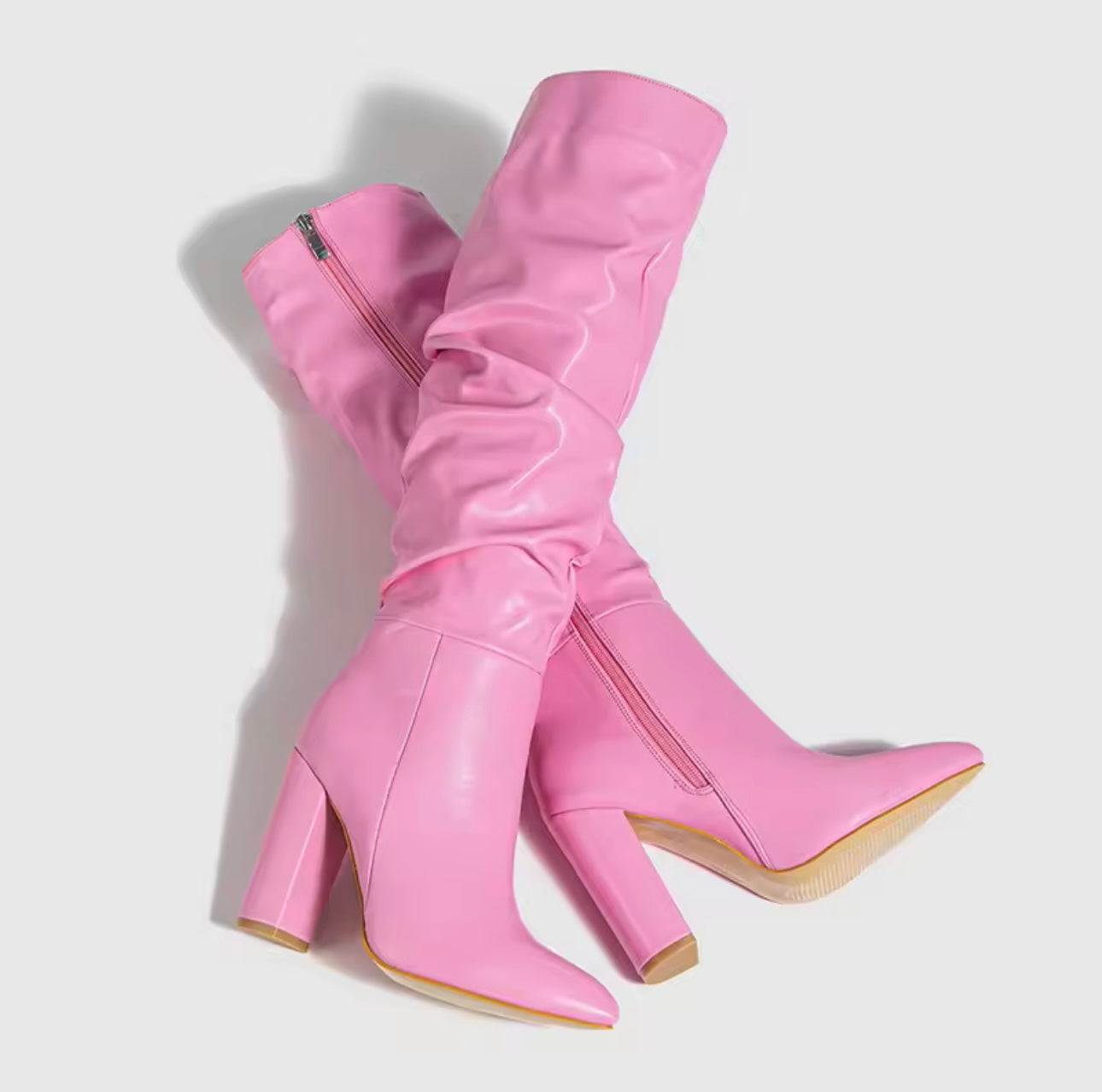 Pleated Side Knee High Boots (Comes In Two Colors)