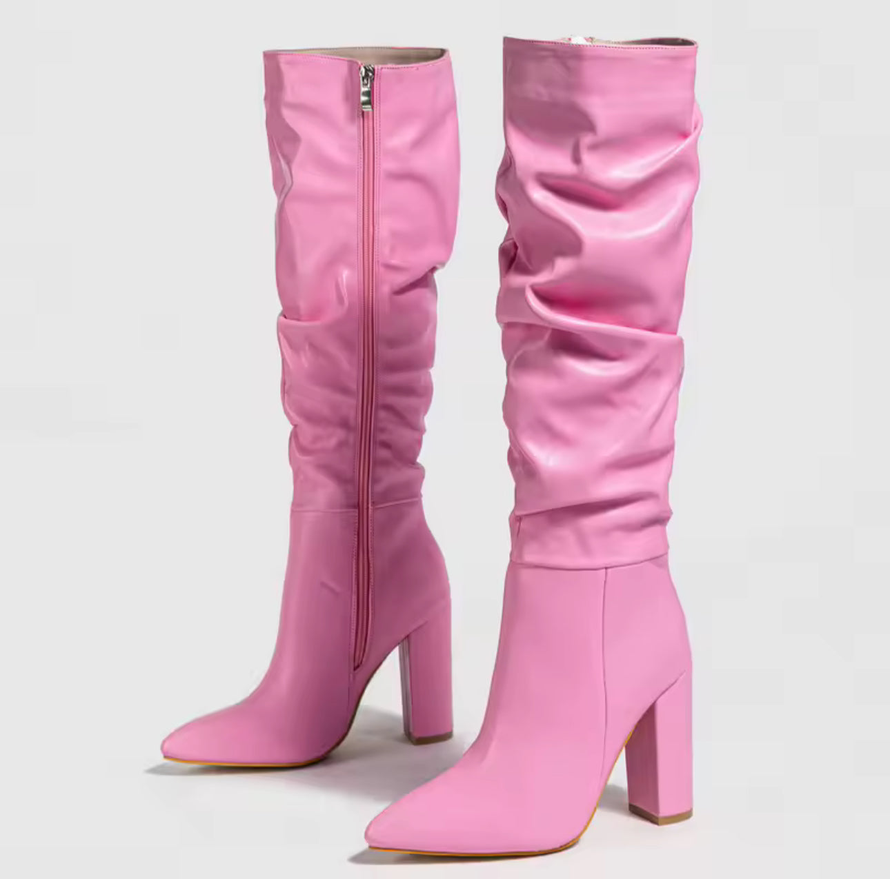 Pleated Side Knee High Boots (Comes In Two Colors)
