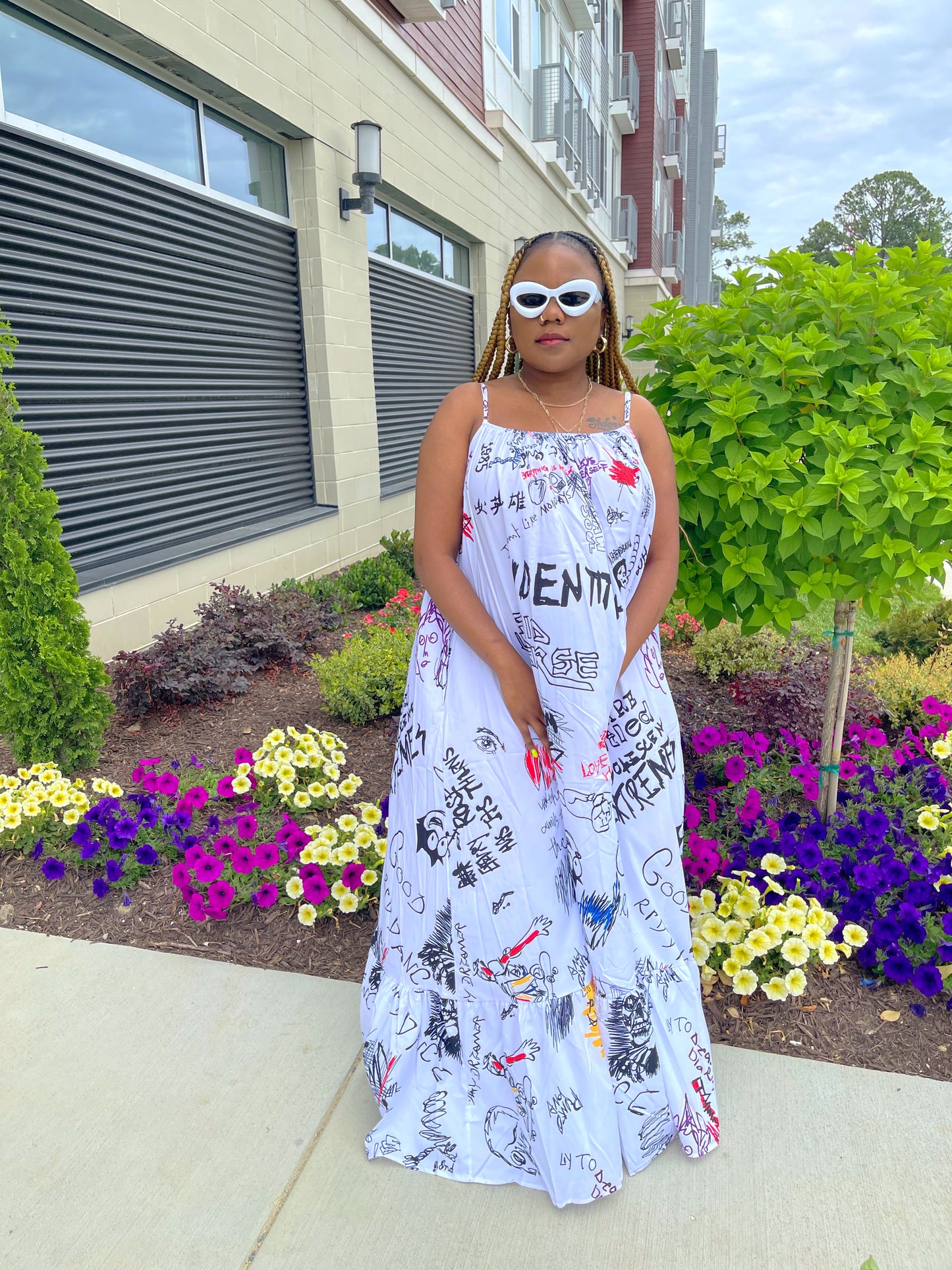 work of art maxi dress Vestido Maxi Work Of Art Long Sleeve - Multicolor