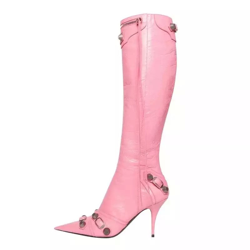 Fashion Lovers | Knee High Boots Available In Black And Pink Preorder - Seasonal Secrets