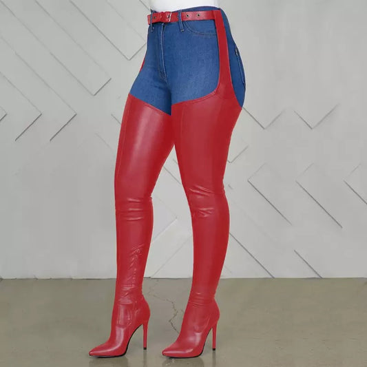 In With The New | Waist Strap Over Knee Thigh Boots (Red) Preorder Ships 5/20 - Seasonal Secrets