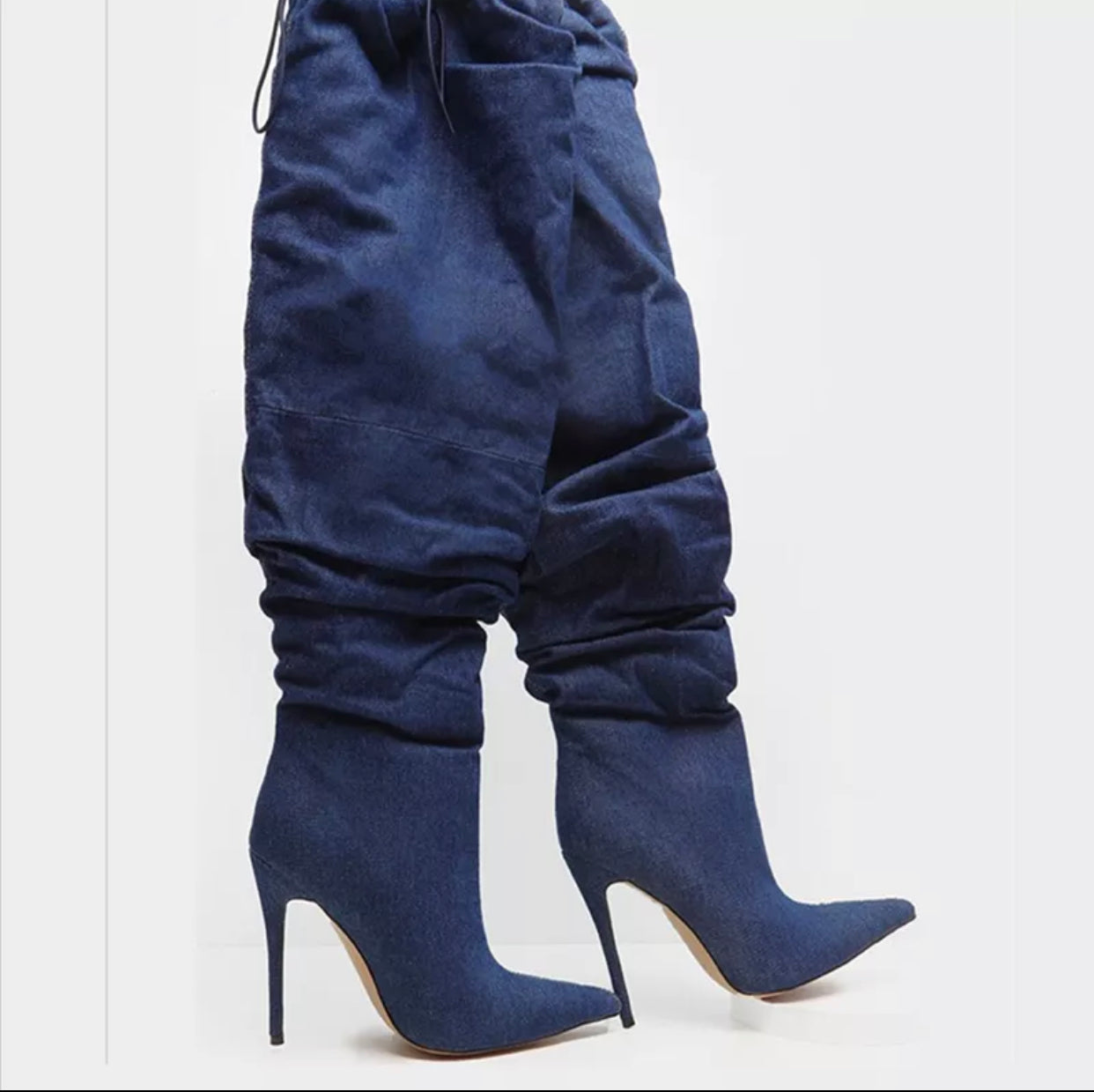 Blue Denim Jeans Lace Up High Top Womens Military Combat Boots Shoes