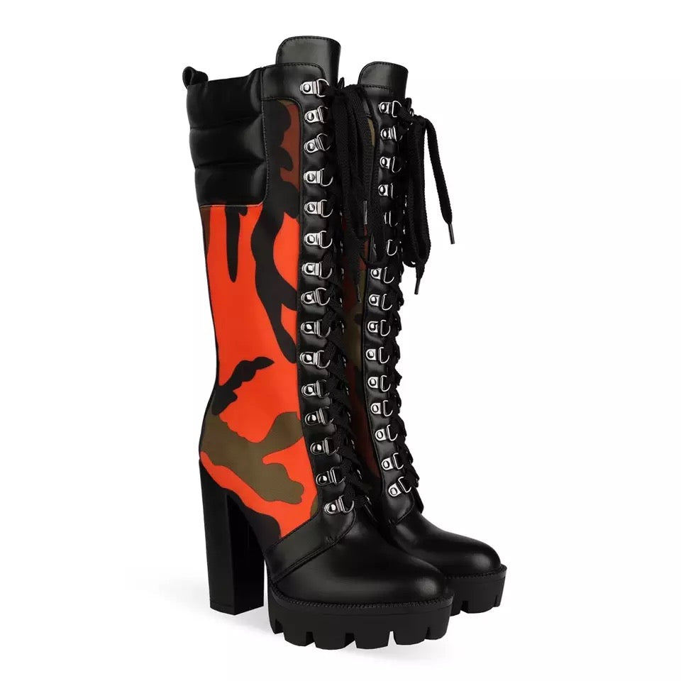 Simply Gorgeous Boots (Orange Black) - Seasonal Secrets