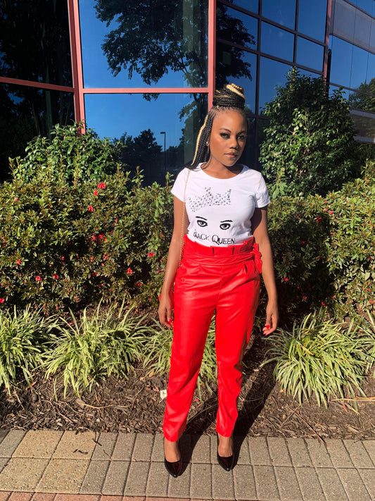 Gorgeous In Red| Womens high waist pants Ready To Ship - Seasonal Secrets